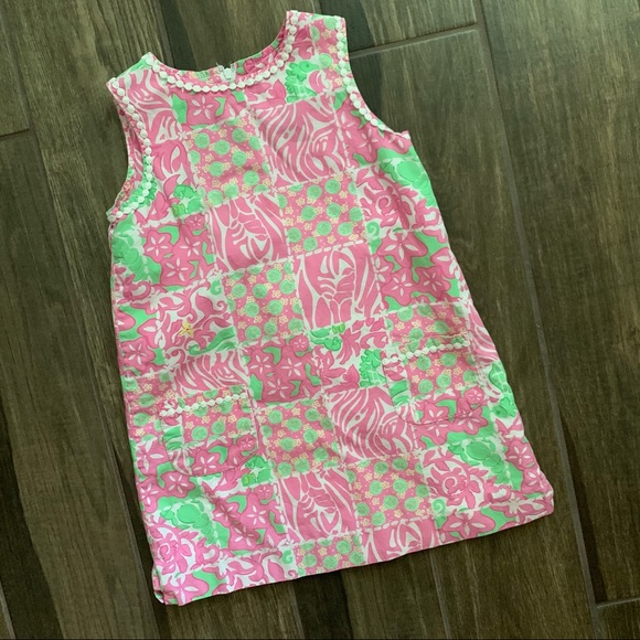Lilly Pulitzer Other - Lilly Pulitzer Girls Pink Green Floral Shift Dress